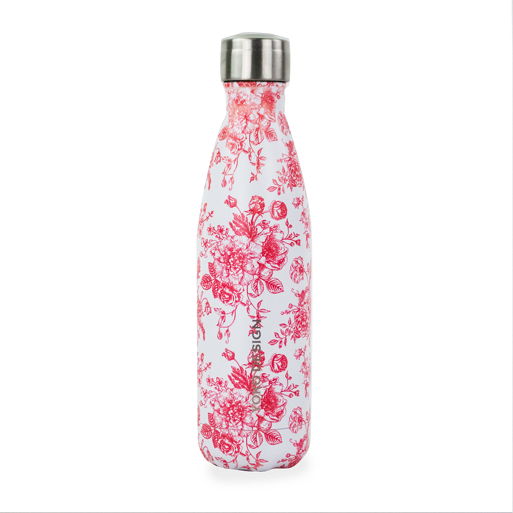 Insulated Toile de Jouy Red Bottle 500 ml
