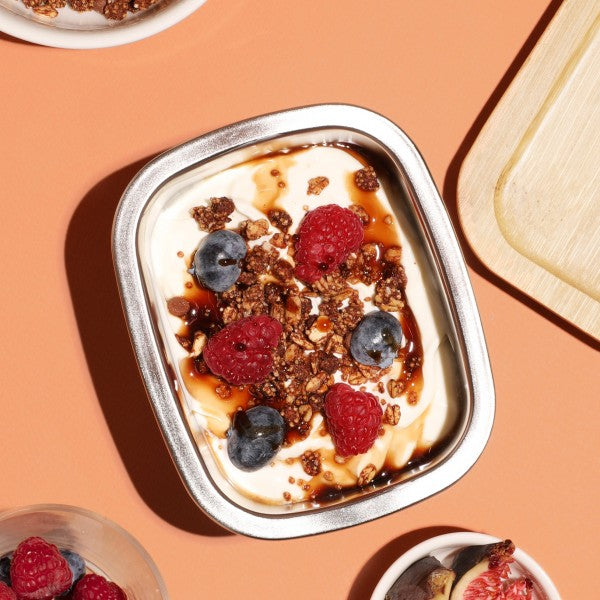 Microwavable Stainless Steel Box 450 ml - Bamboo Lid